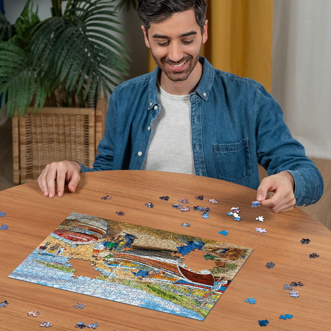 Ravensburger 500 Piece Jigsaw Puzzle Happy Days At Work The Fisherman Beach Filey 4005555005254
