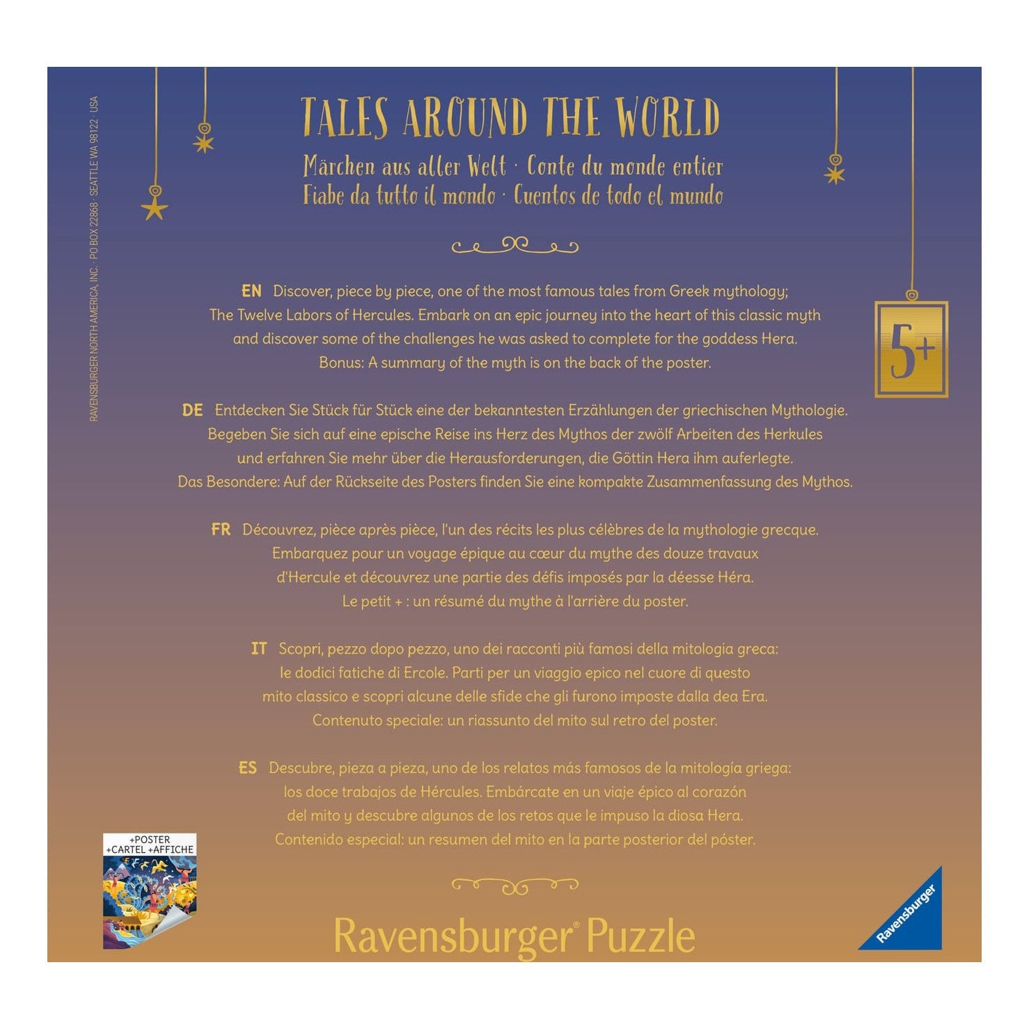 Ravensburger 64 Piece Jigsaw Puzzle Square Hercules Tales Around The World The Twelve Labours Of Hercules Kids 4005555042099