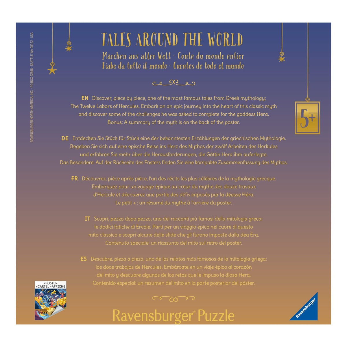 Ravensburger 64 Piece Jigsaw Puzzle Square Hercules Tales Around The World The Twelve Labours Of Hercules Kids 4005555042099