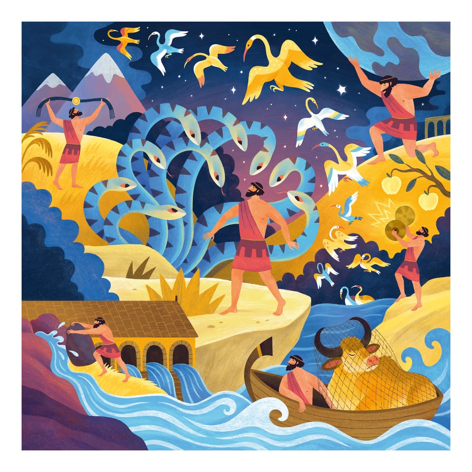 Ravensburger 64 Piece Jigsaw Puzzle Square Hercules Tales Around The World The Twelve Labours Of Hercules Kids 4005555042099