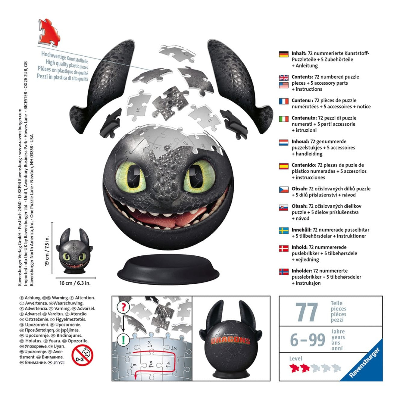 Ravensburger 72 Piece 3D Jigsaw Puzzle How To Train Your Dragon With Ears For Ages 6 And Up