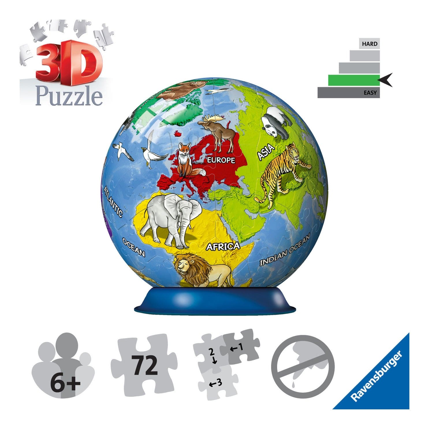 Ravensburger Children's Globe 3D Puzzle Ball 72pc Puzzle