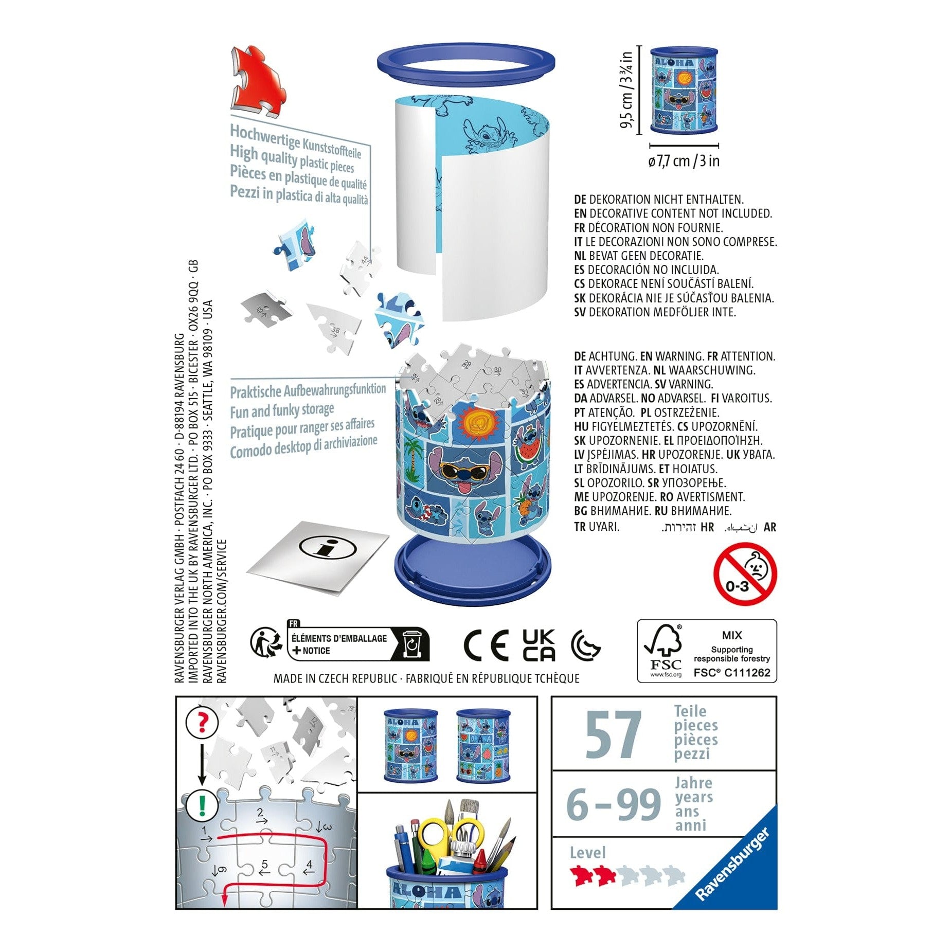 Ravensburger: Disney Stitch Pencil Holder 3D Puzzle 54pc Puzzle