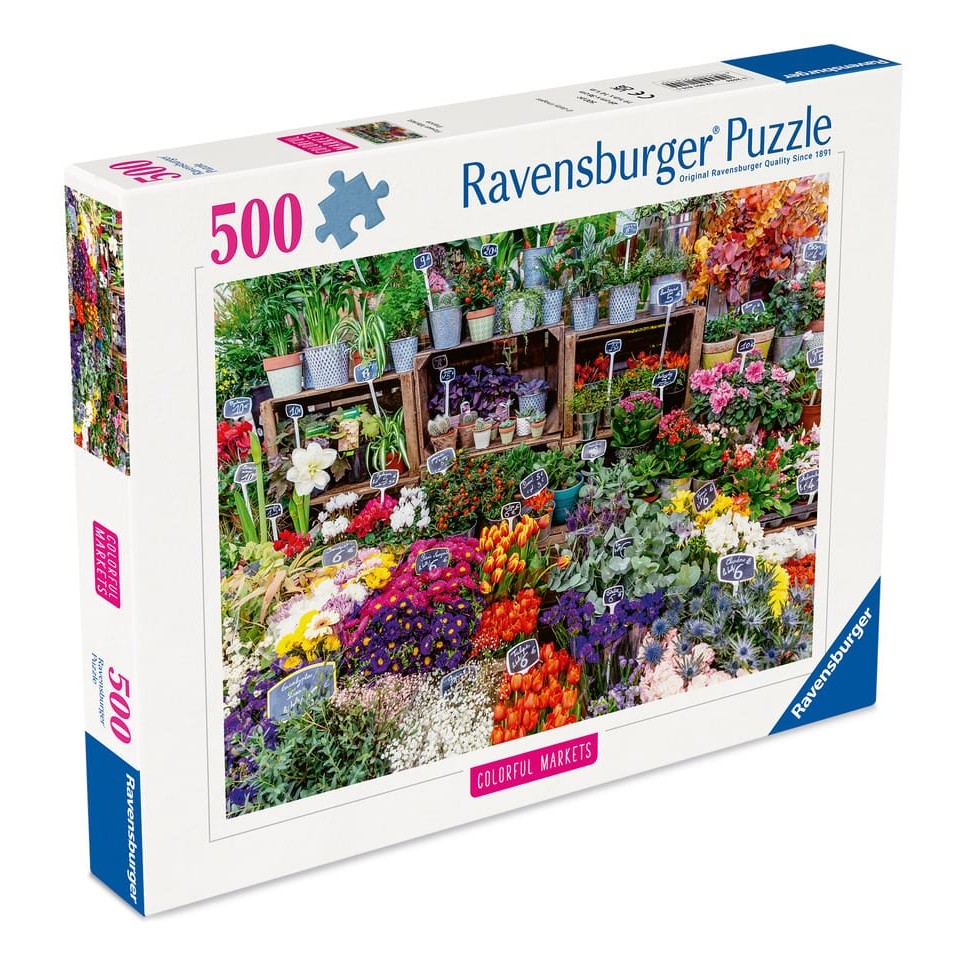 Ravensburger Flower Market France 500 Piece Jigsaw Puzzle Colourful Market Photographic Range 4005555018155
