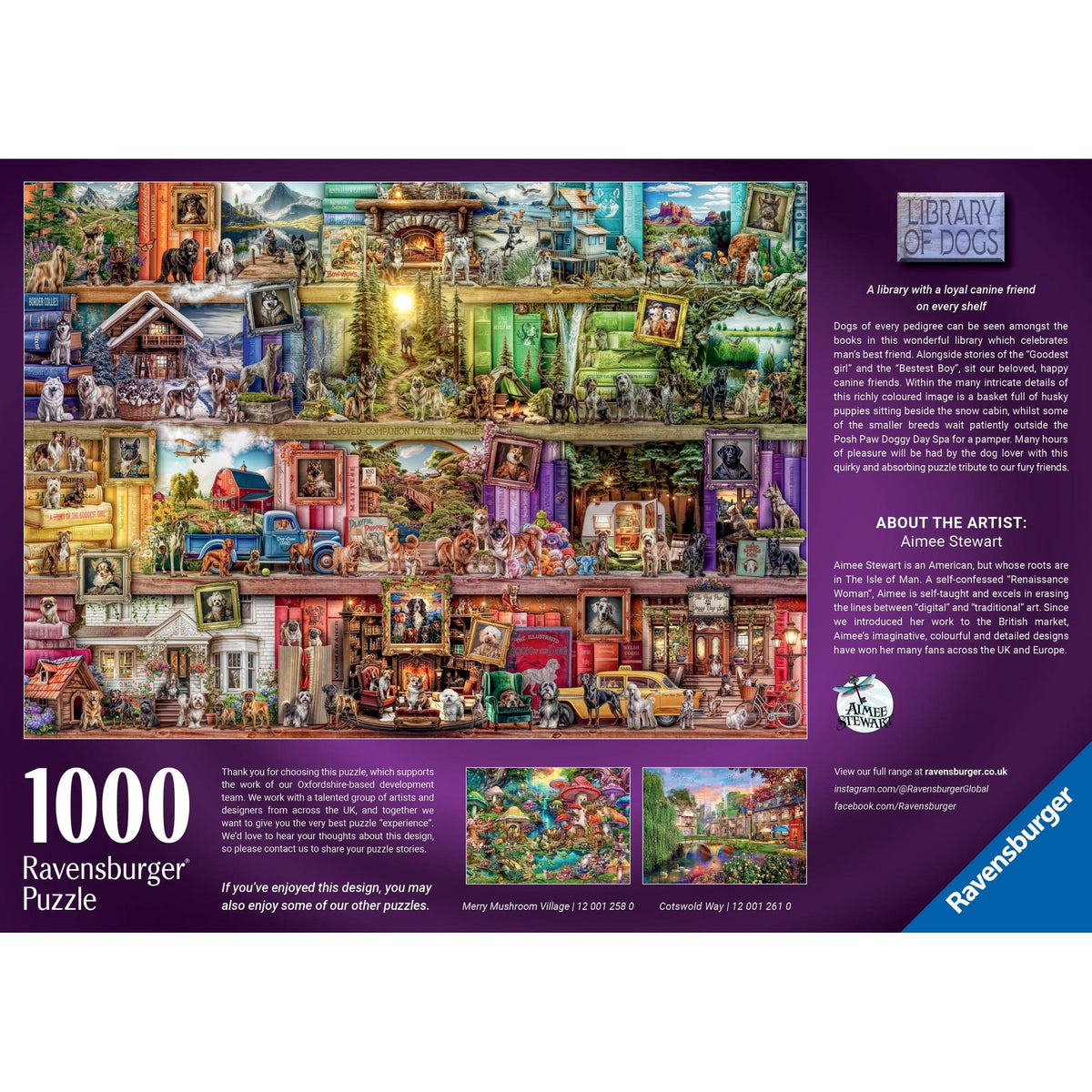 Ravensburger Library of Dogs 1000pc Jigsaw Puzzle 4005555012597