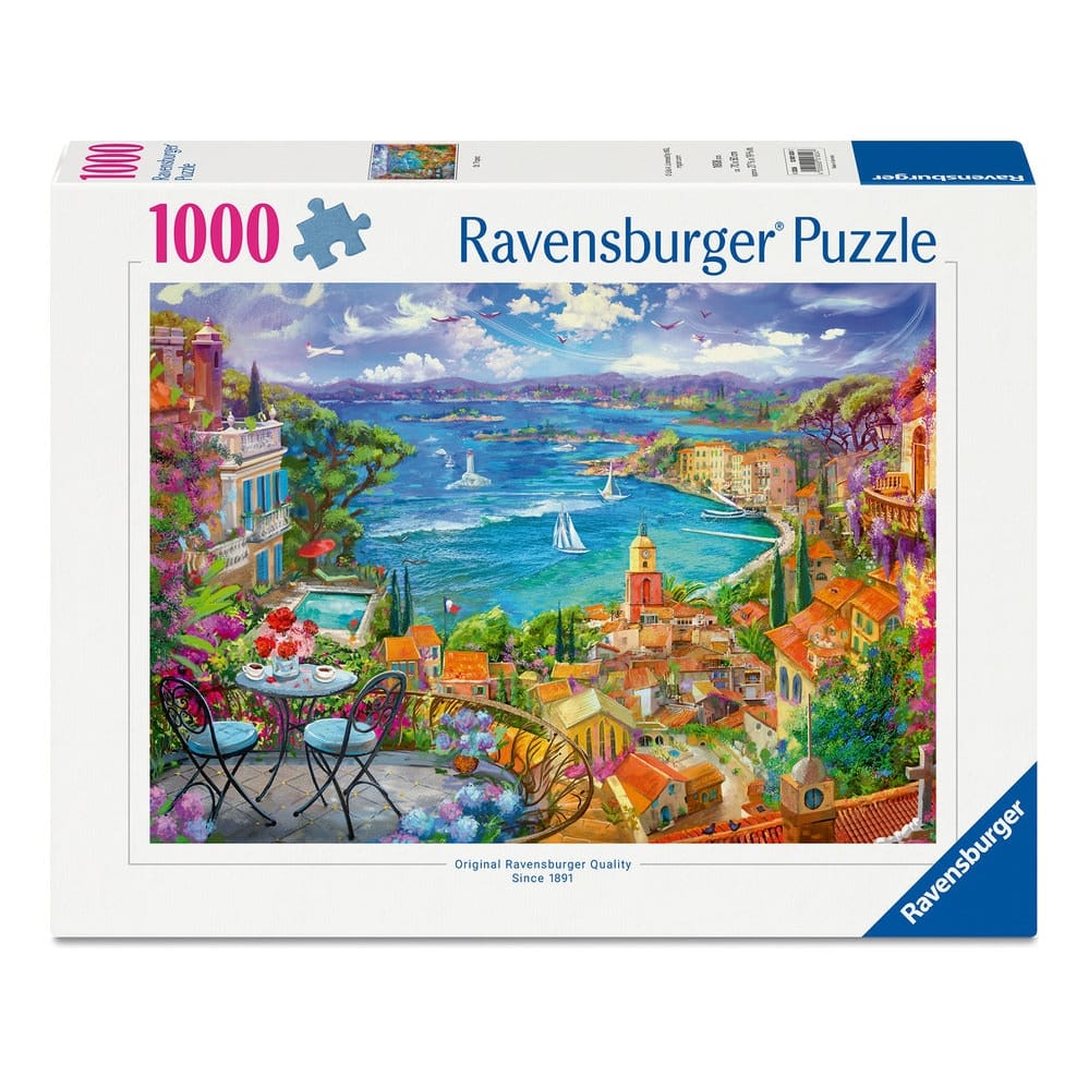 Ravensburger St. Tropez 1000 Piece Jigsaw Puzzle Featuring French Riviera Harbor With Boats And Balcony View 4005555018247