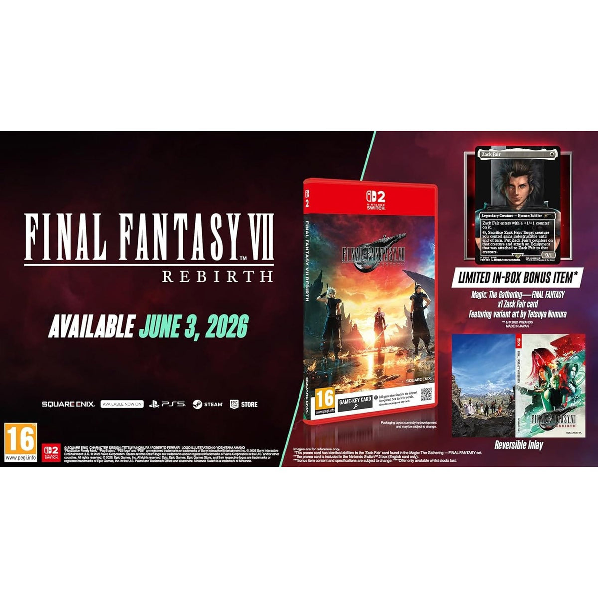 Final Fantasy VII Rebirth (Includes Magic: The Gathering—FINAL FANTASY ‘Zack Fair’ promo card) Nintendo Switch 2 5021290102774
