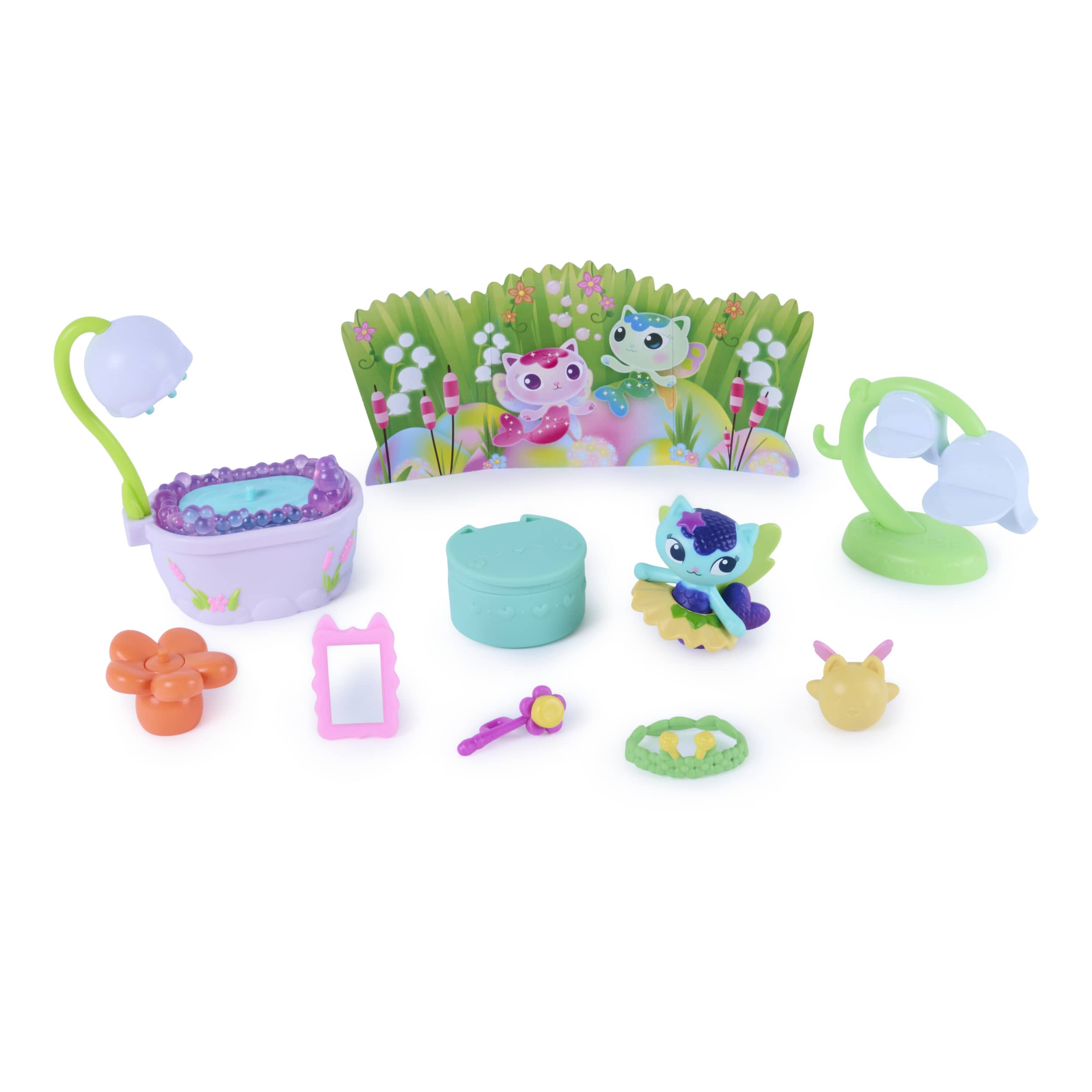 Gabby's Dollhouse Fairylandia MerCat's Fairy Bathroom 12-Piece Playset 681147133419