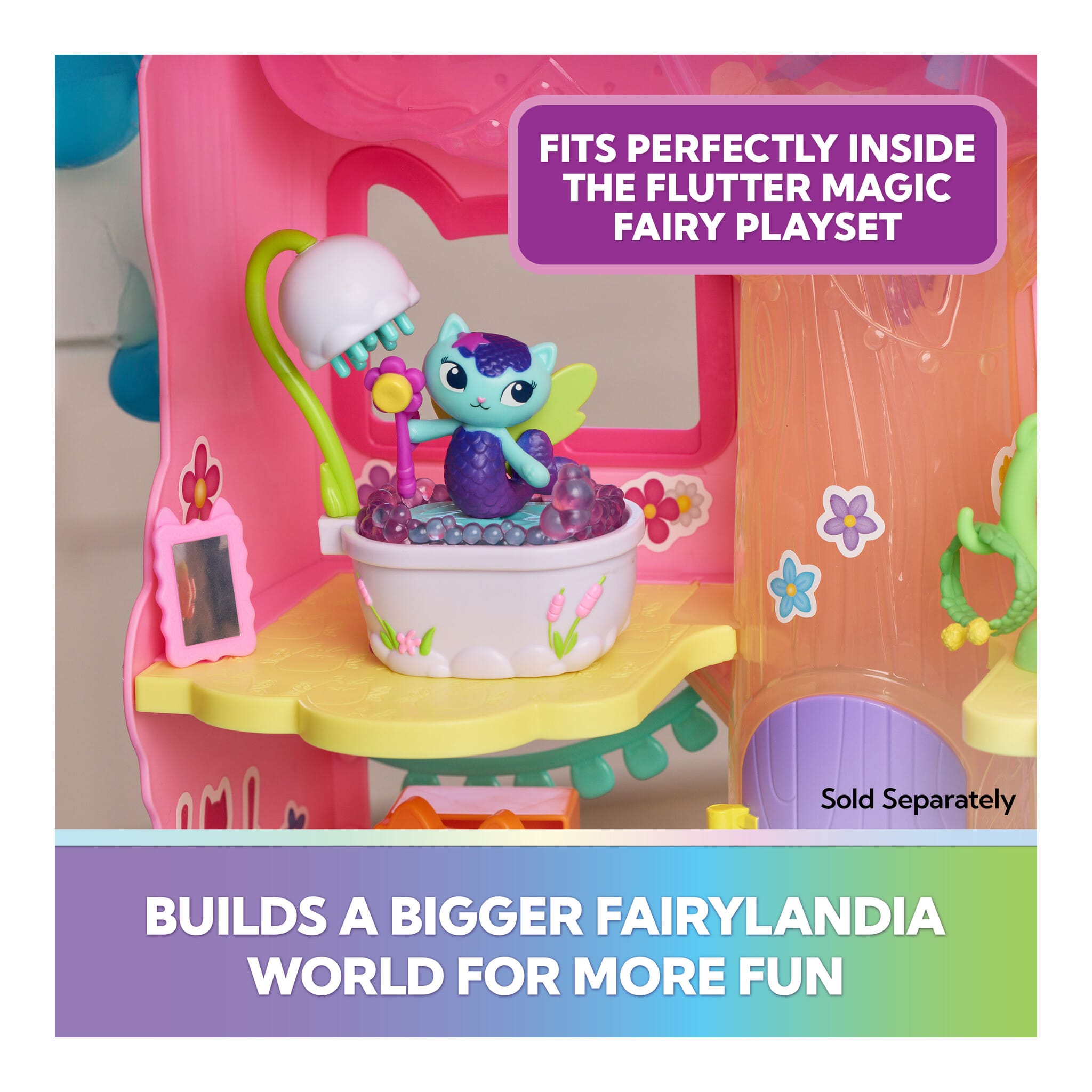 Gabby's Dollhouse Fairylandia MerCat's Fairy Bathroom 12-Piece Playset 681147133419