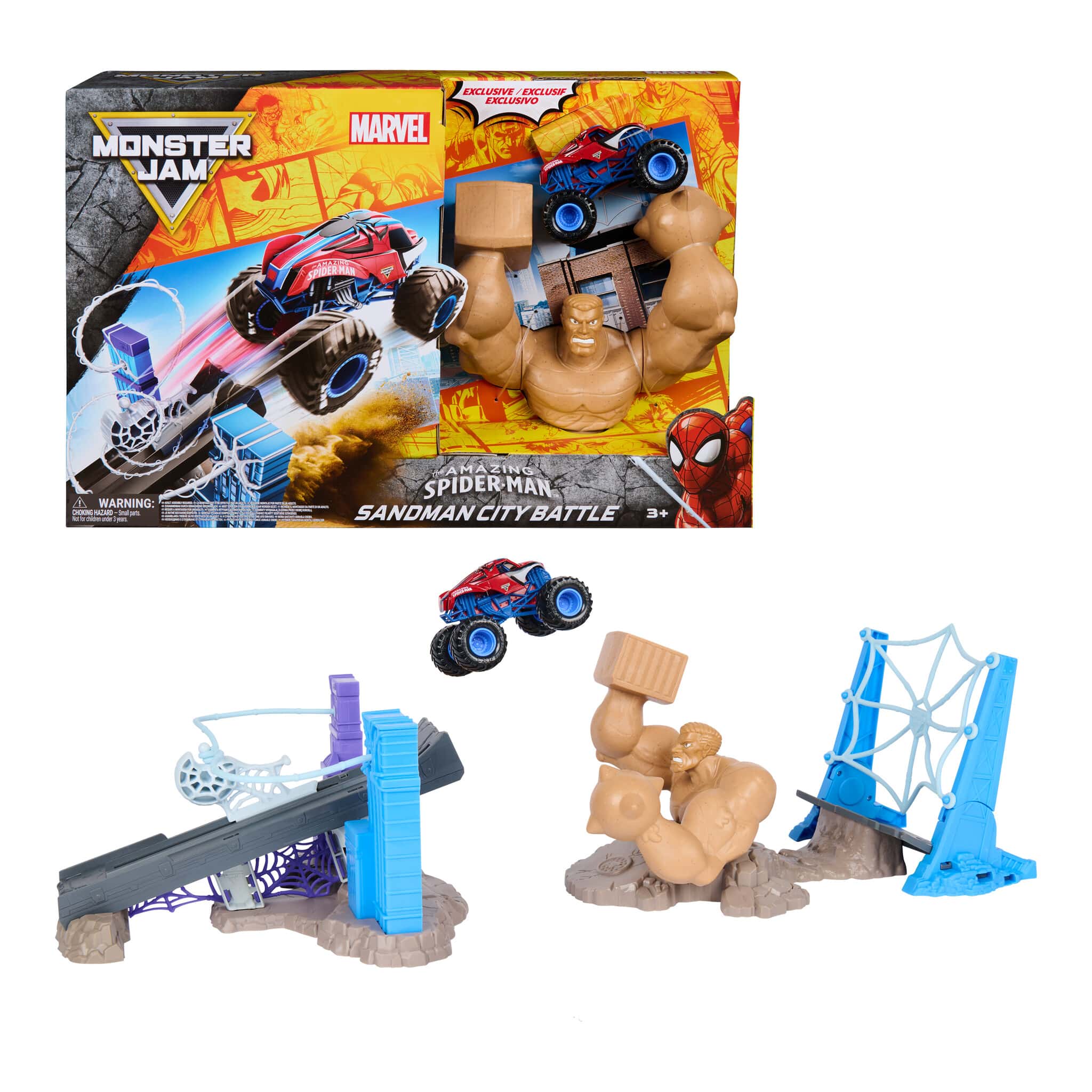 Monster Jam Marvel Spider-Man vs Sandman City Battle Playset 681147124424