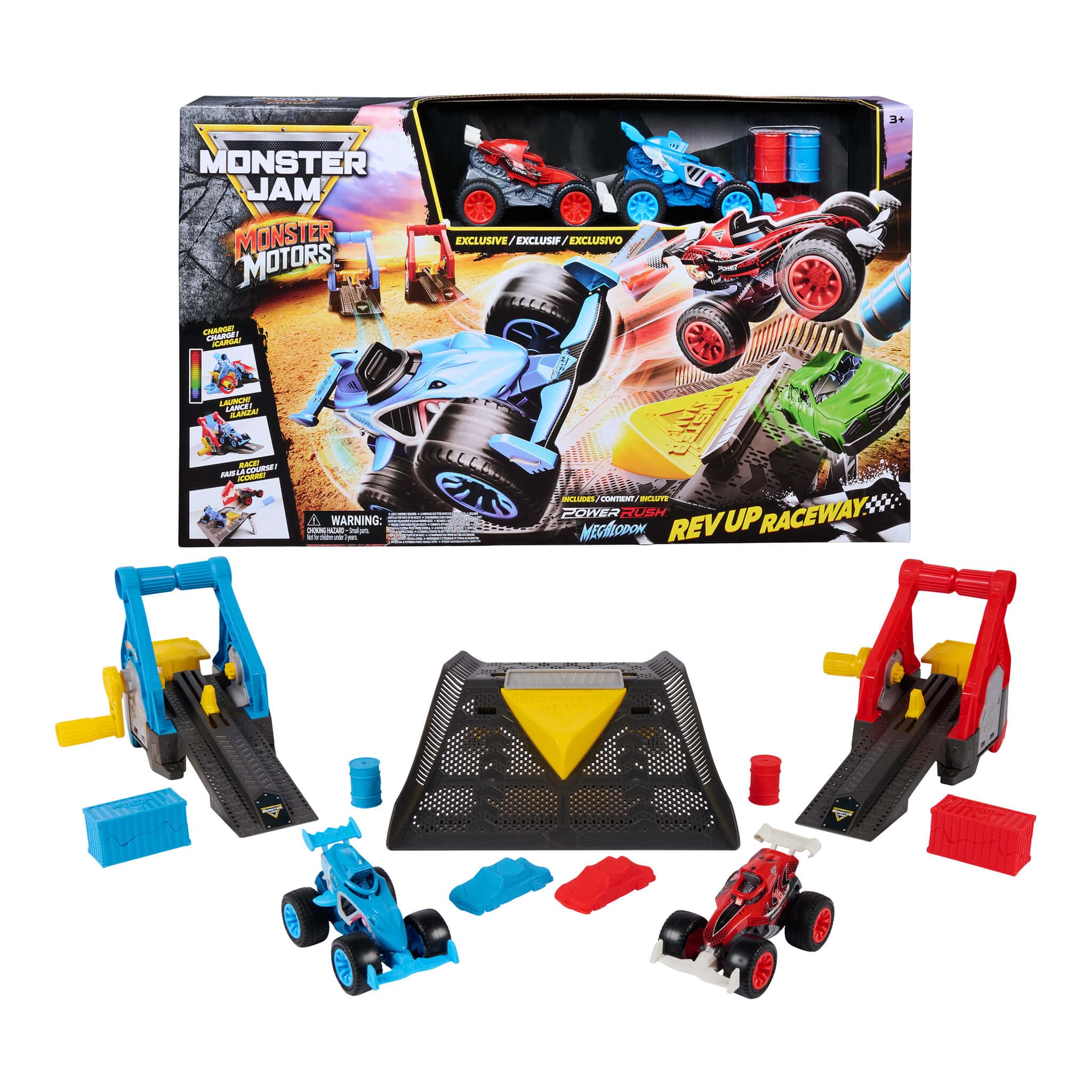 Monster Jam Monster Motors 1:64 Rev Up Raceway Playset 681147146112