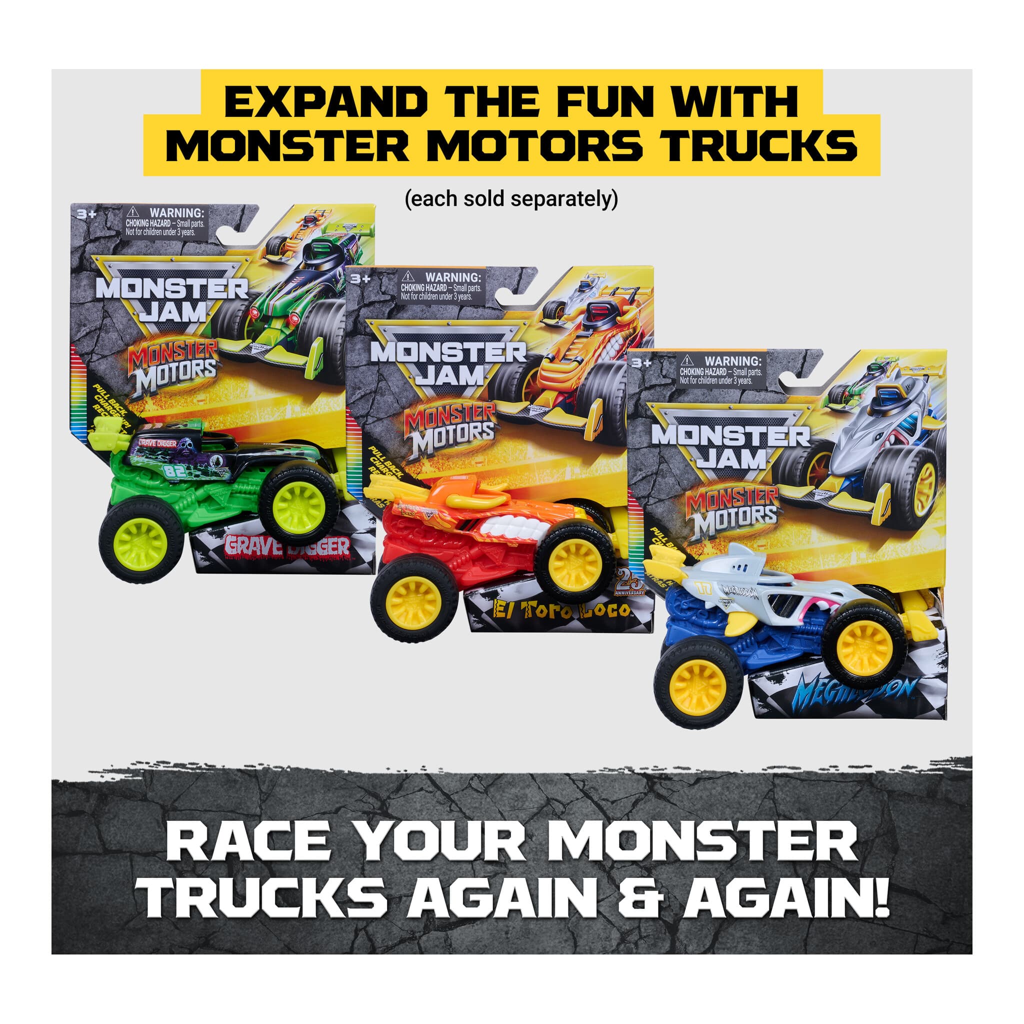 Monster Jam Monster Motors 1:64 Rev Up Raceway Playset 681147146112