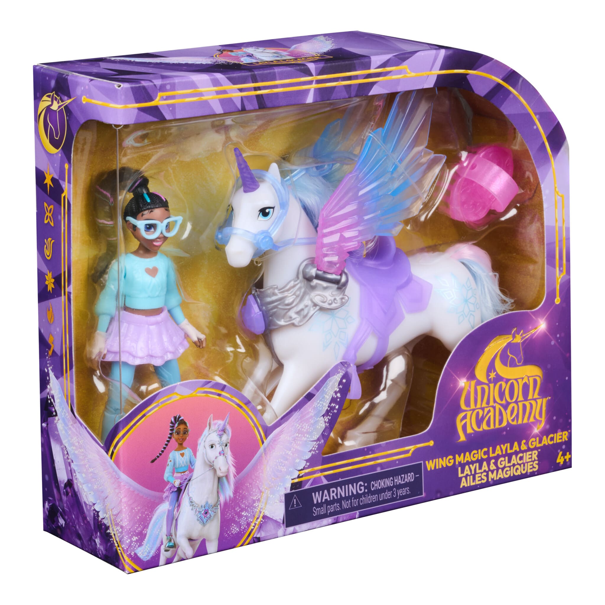 Unicorn Academy Wing Magic Layla & Glacier Doll and Unicorn Set 681147131163