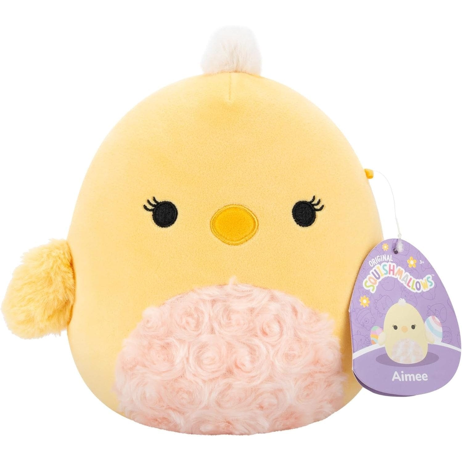 Squishmallow 7.5 Inch Easter 2025 - Aimee - Yellow Chick With Orange Swirl Fur Belly 191726854692