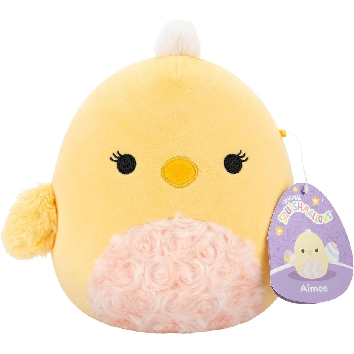 Squishmallow 7.5 Inch Easter 2025 - Aimee - Yellow Chick With Orange Swirl Fur Belly 191726854692