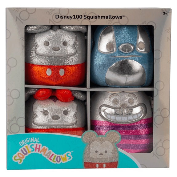 Squishmallow Kellytoy Plush 5" Disney 100th Anniversary 4-Pack 0196566196490