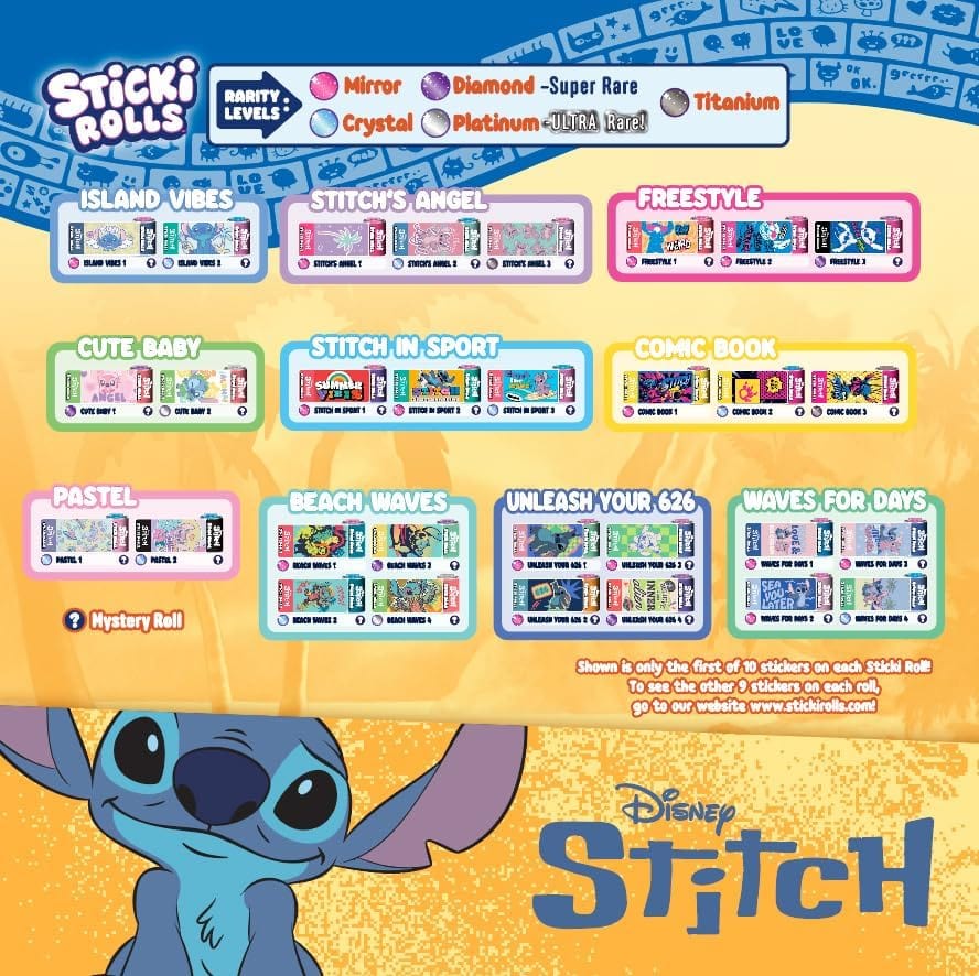Sticki Rolls Disney Stitch Pendant Pack 850068290154