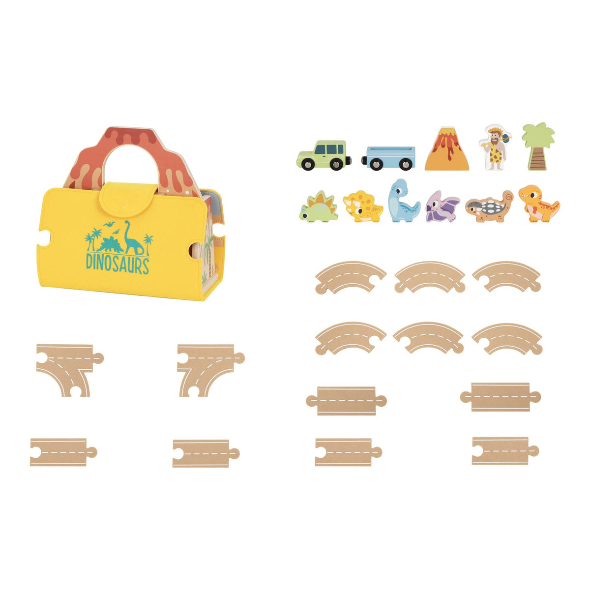 Tooky Toy Dinosaur World Wooden Portable Playset