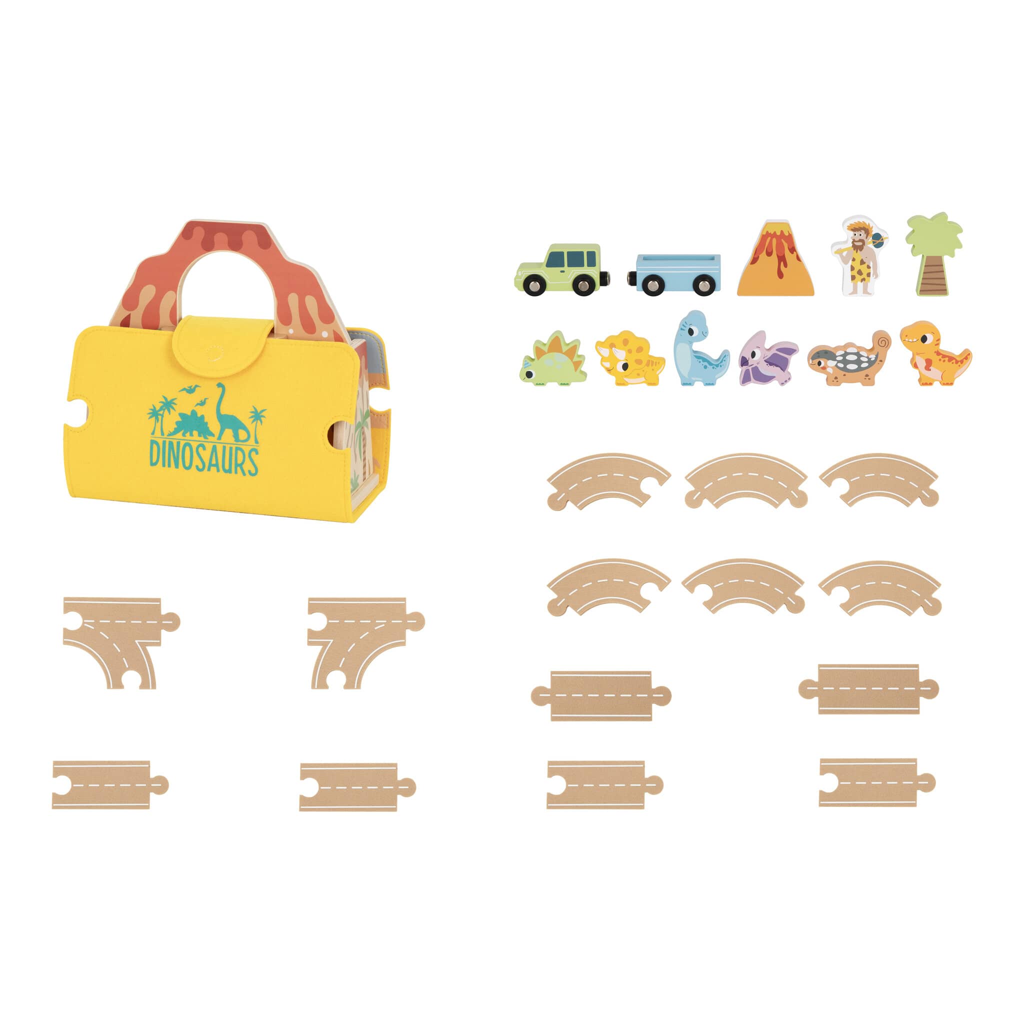 Tooky Toy Dinosaur World Wooden Portable Playset