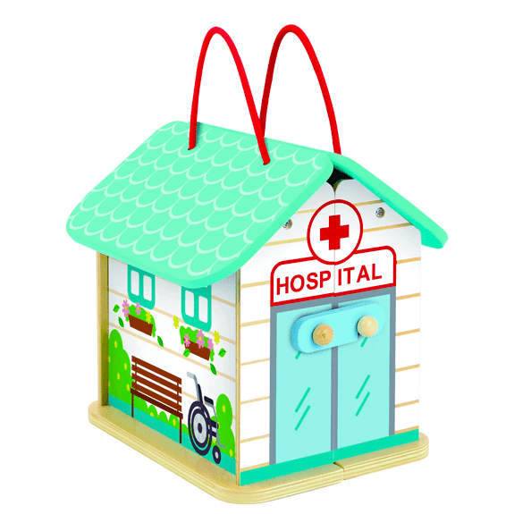 Tooky Toy's Wooden Foldable Hospital 6972633374541