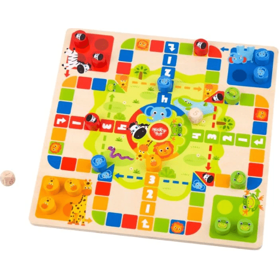 Tooky Toy's Wooden 2-in-1 Ludo And Snakes And Ladders 6970090042959