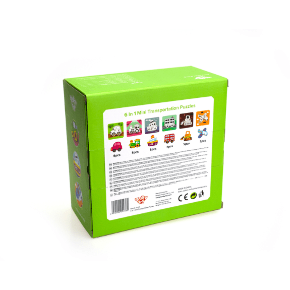 Tooky Toy's - Wooden 6 in 1 Mini Transportation Puzzle 6970090044380