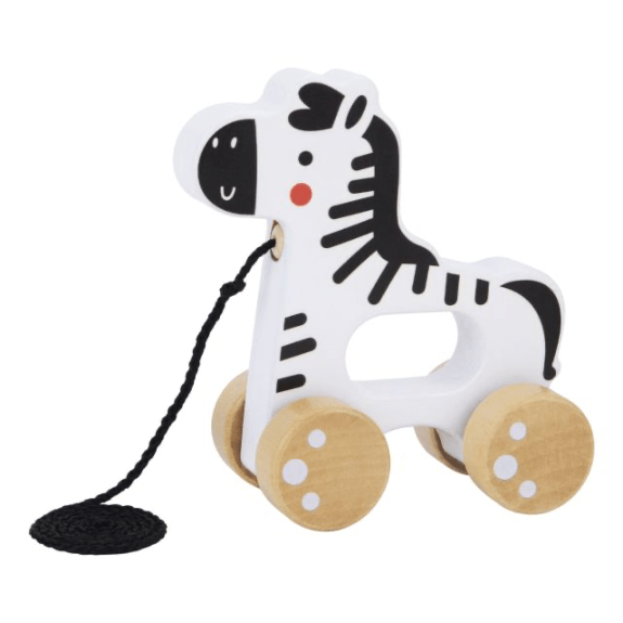 Tooky Toy's Wooden Pull Along Zebra 6972633376361