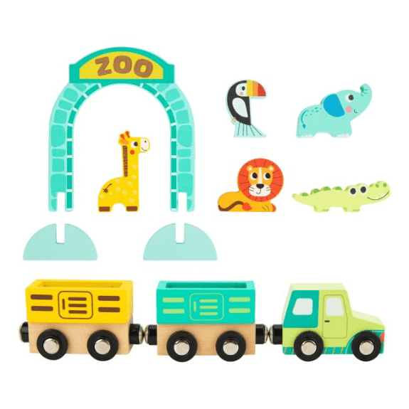 Tooky Toy's Wooden Tabletop Railroad Zoo 6972633372936