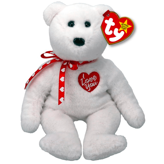 Beanie baby white bear with red on sale heart