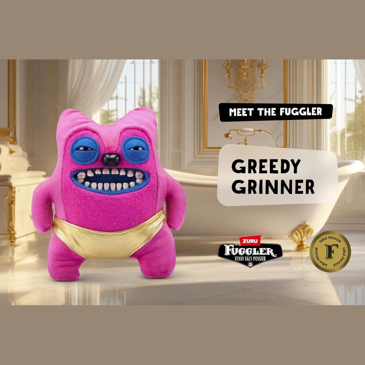 Fuggler 9" Soft Plush Toy Gold Fuggs - Greedy Grinner - Pants 193052074386