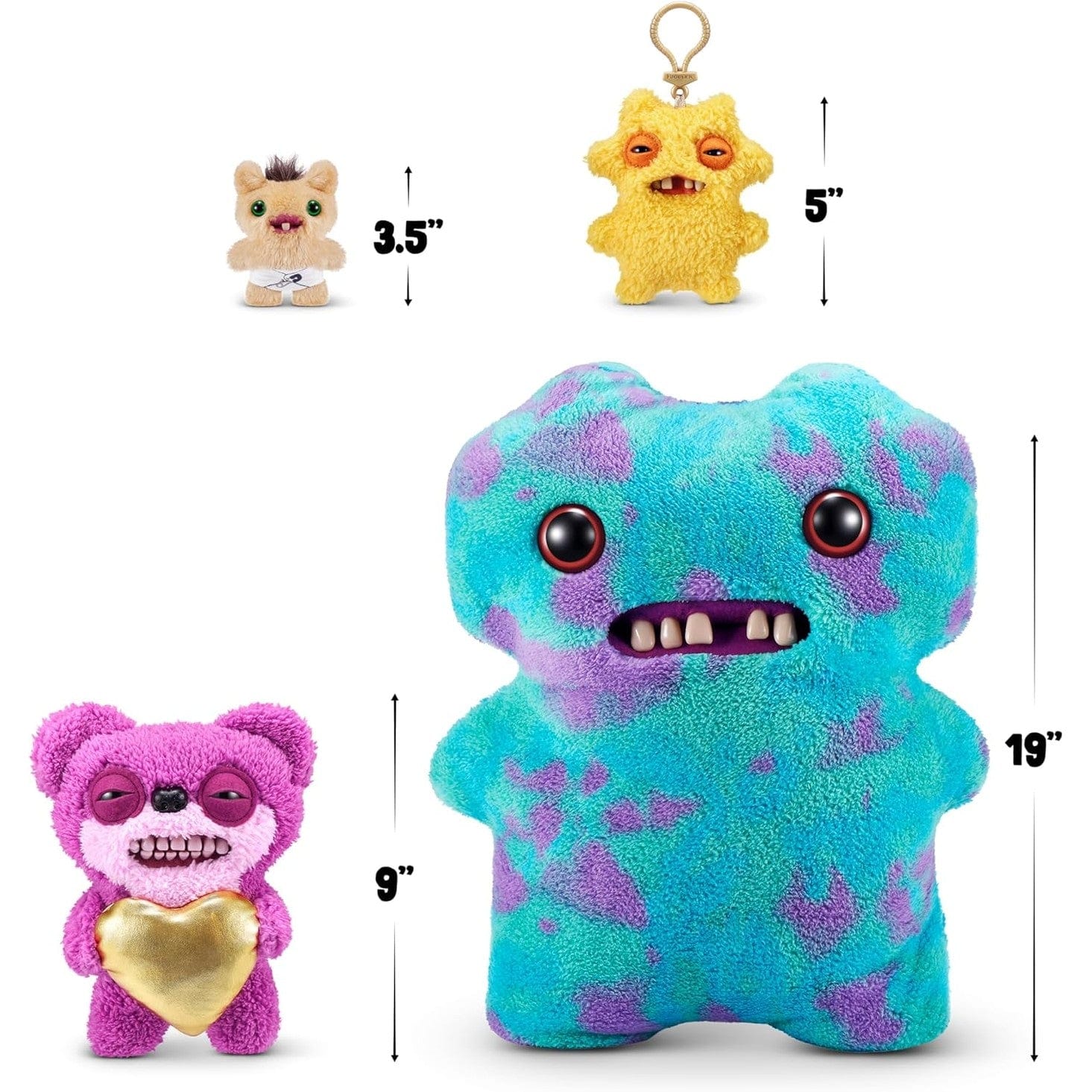 Fuggler 9" Soft Plush Toy Gold Fuggs - Teddy Bear Nightmare - Heart 193052074423