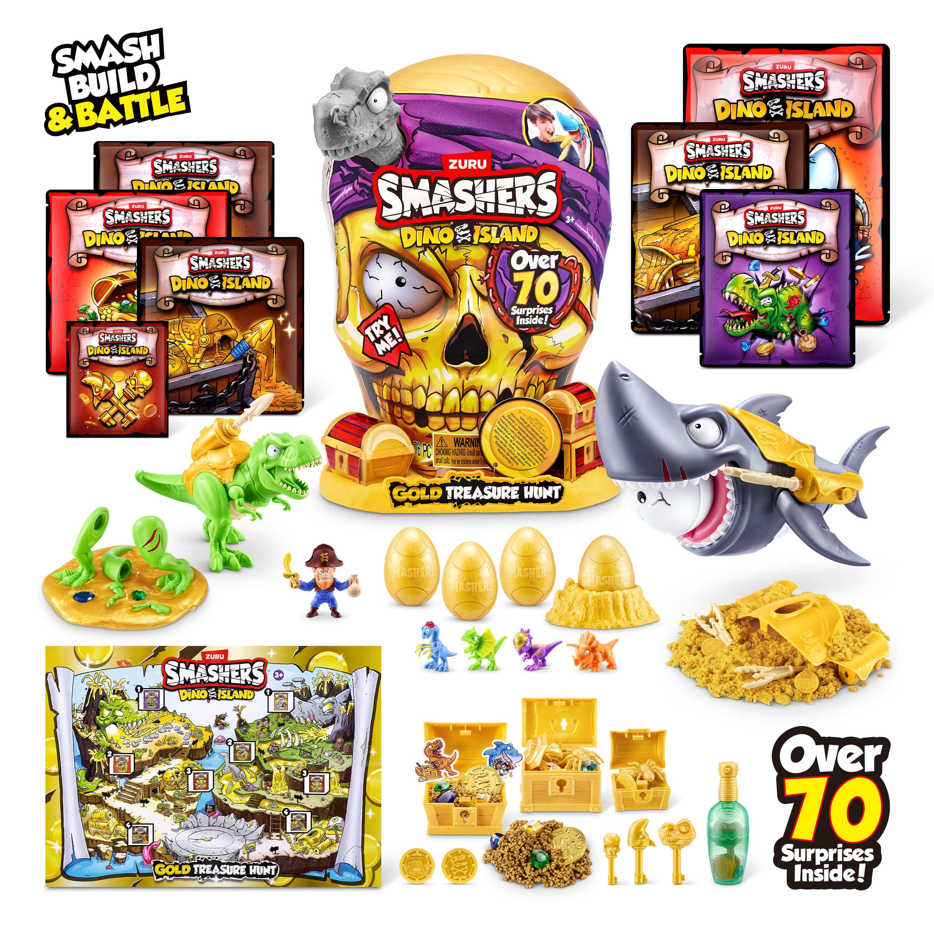J! Smashers Dino Island S1 Gold Treasure Hunt 193052064356