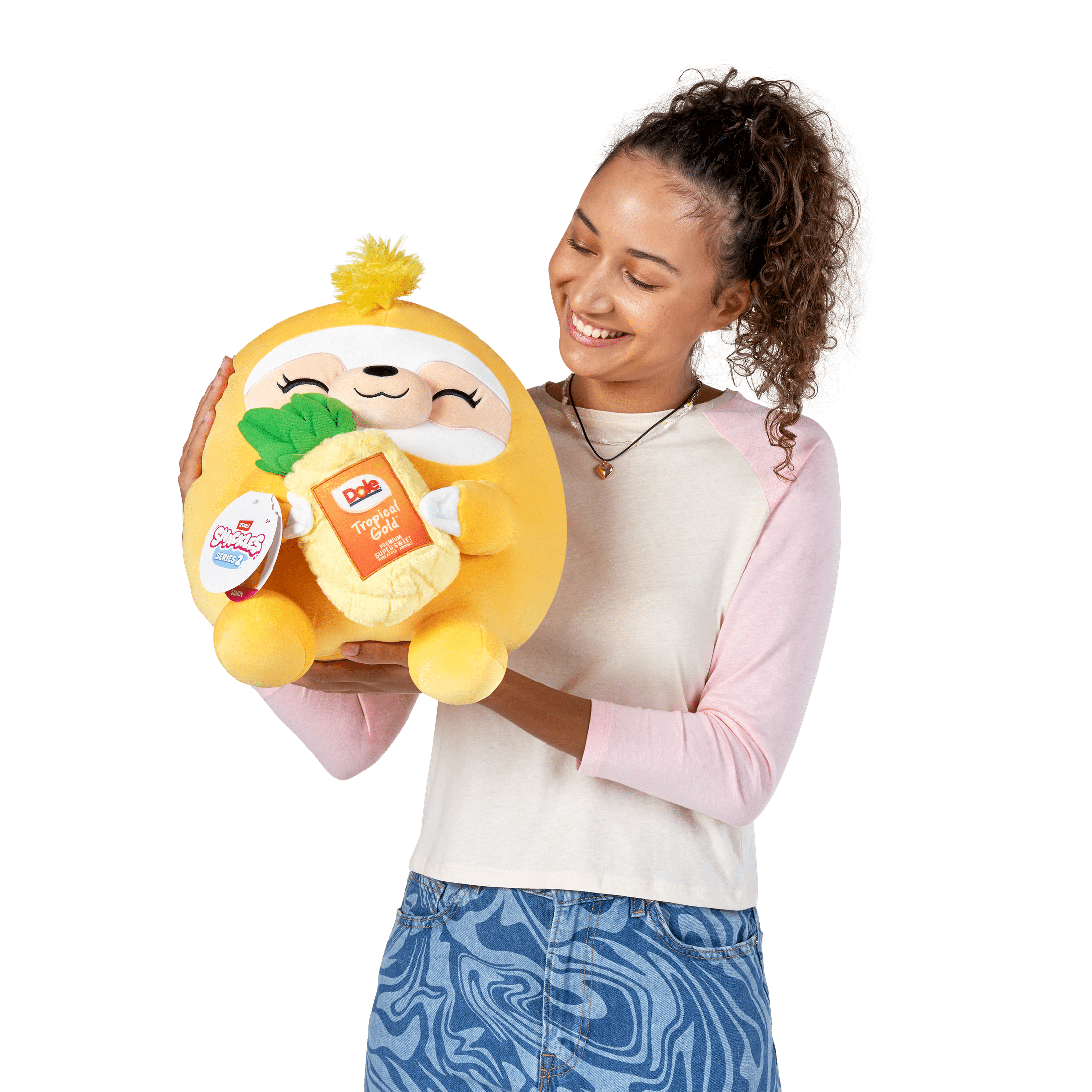 Snackles Super Sized 14 inch Squishy plush Sloth & Dole (Pineapple) 193052065186