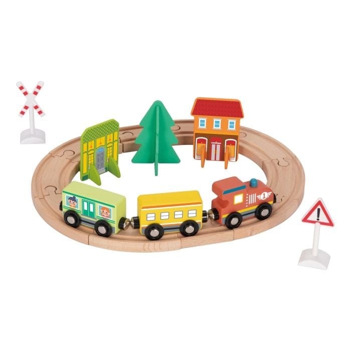 Tooky Toy - Wooden Train Set - Town 6976831552947