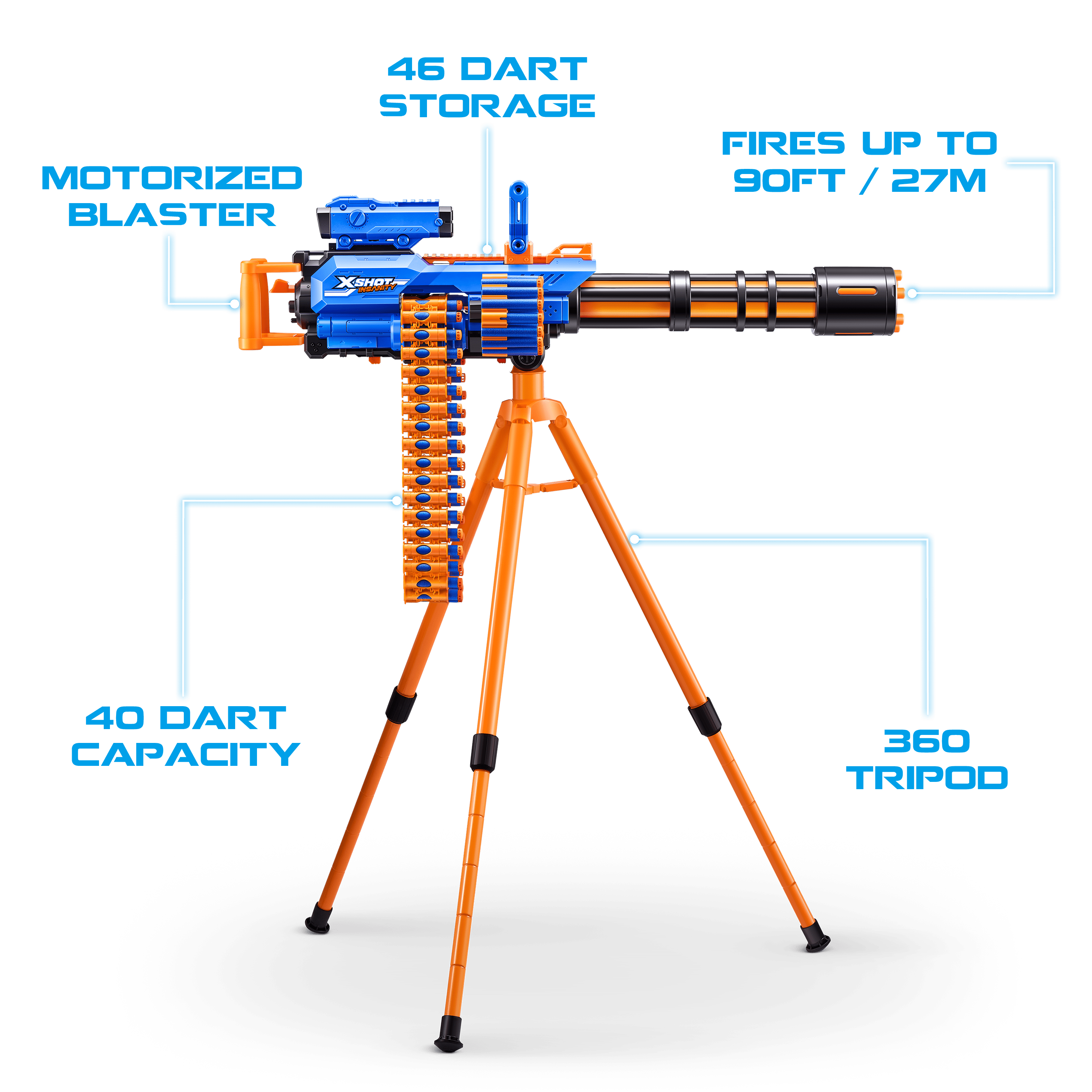 X-Shot Insanity Series 1 Motorized Rage Fire Gatling Gun 193052050373