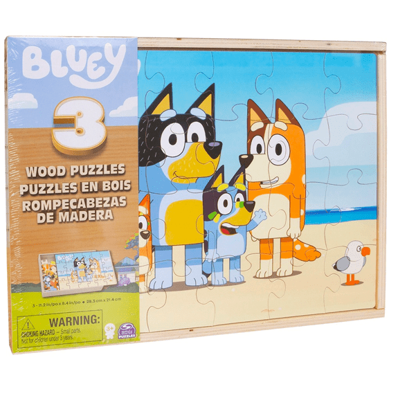 Bluey 24 Piece Wood Puzzles 3-Pack - Lennies Toys