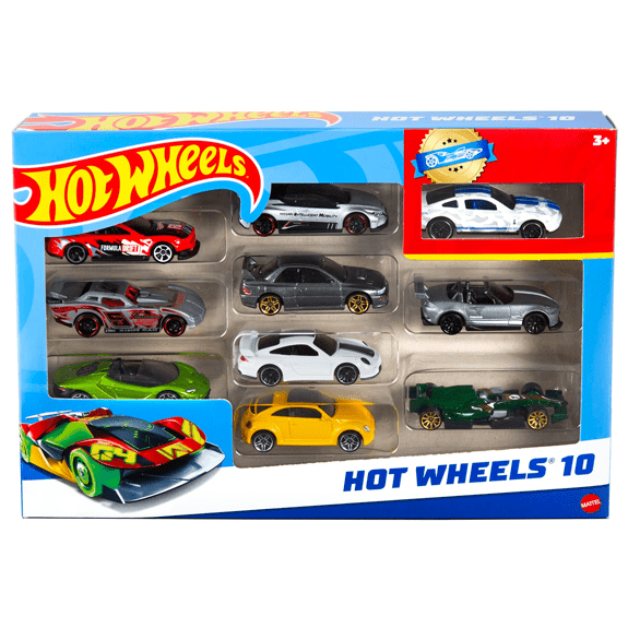 Hot Wheels 10 Car Gift Pack Assortment with Realistic Details and Auth Hot Wheels 10 Car Gift Pack Assortment with Realistic Details and Auth