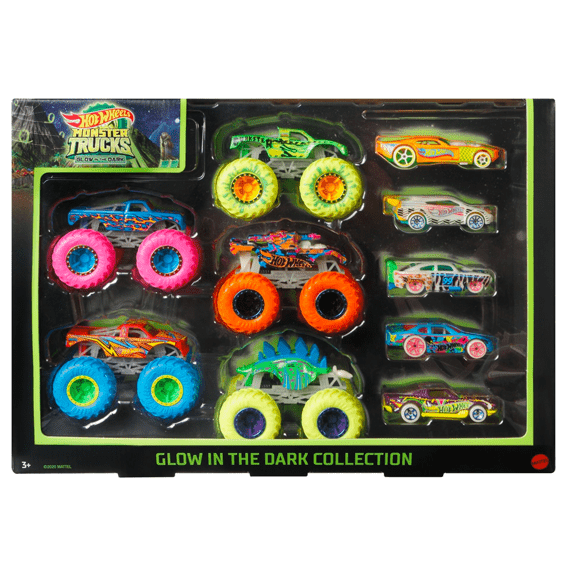 Hot Wheels Monster Truck Glow in Dark Bundle - Lennies Toys