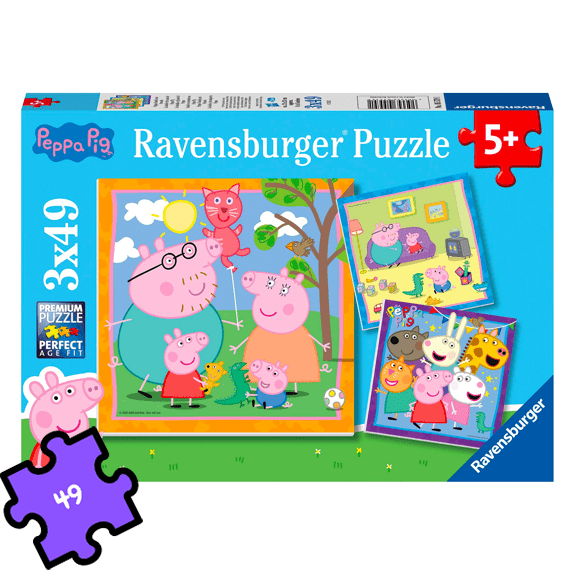 Ravensburger 3x 49 Piece Jigsaw Puzzles: Peppa Pig - Lennies Toys