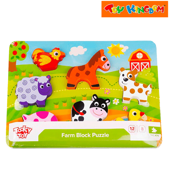 Tooky Toy's Wooden 8 Piece Chunky Farm Puzzle - Lennies Toys