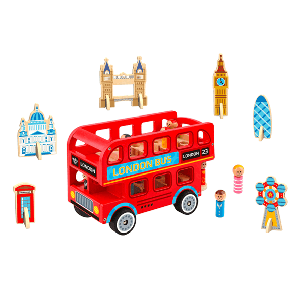 Tooky Toy's Wooden London Bus - Lennies Toys