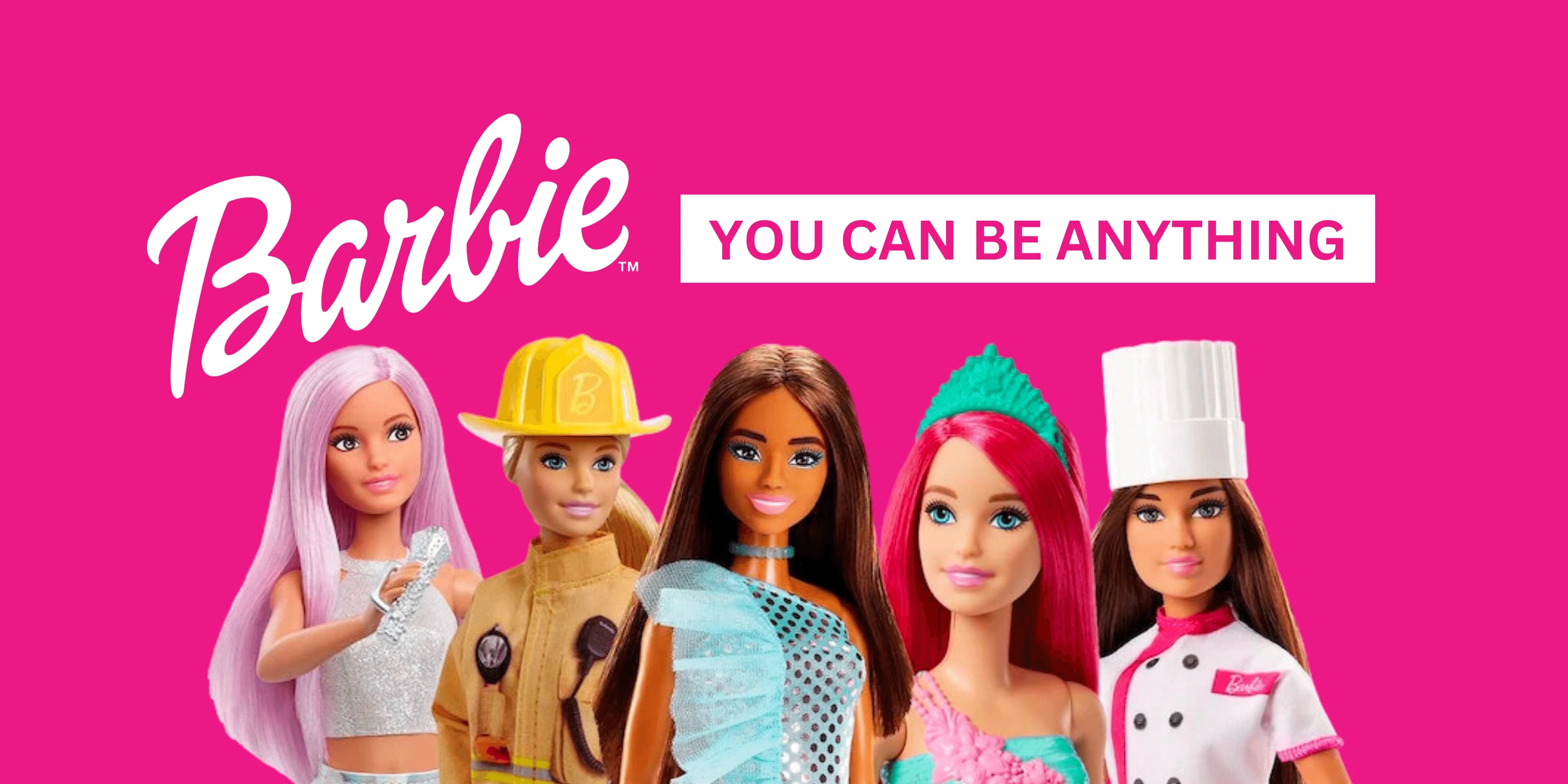 Barbie you can be anything with 5 different barbies