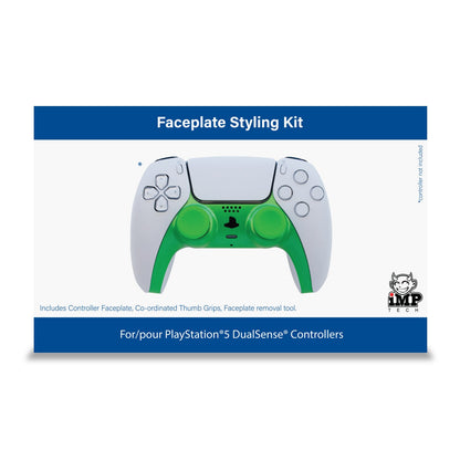 iMP Tech PS5 DualSense Controller Styling Kit with Green Faceplate and Thumb Grips