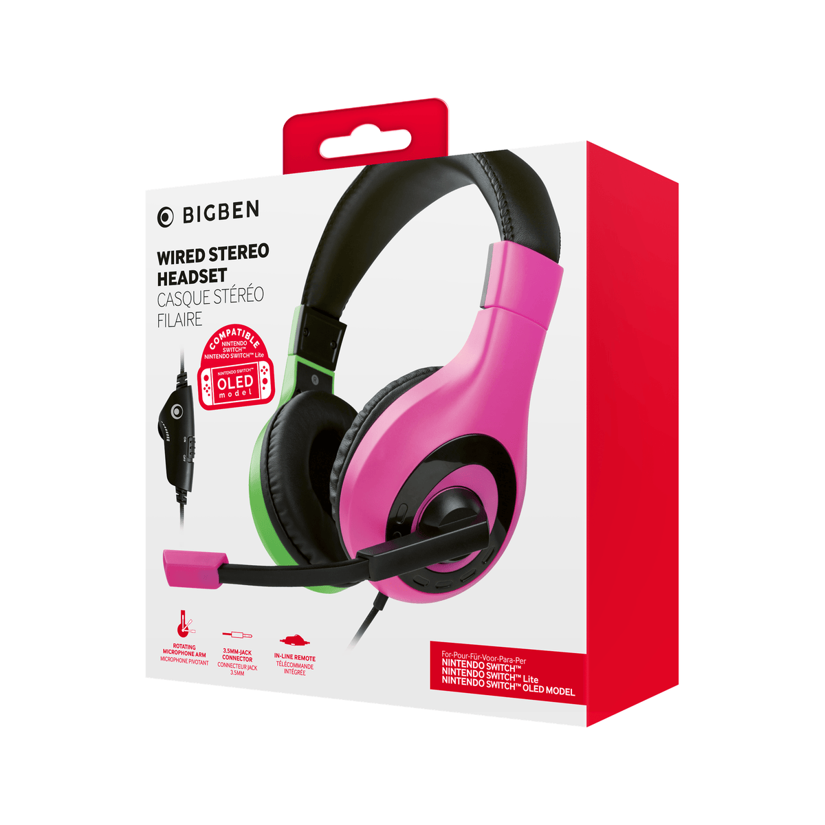 Nacon Wired Stereo Gaming Headset for Nintendo Switch - Pink/Green
