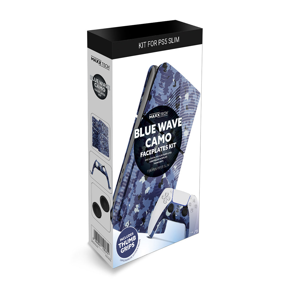 Maxx Tech Blue Wave Camo Faceplates Kit for PS5 Slim