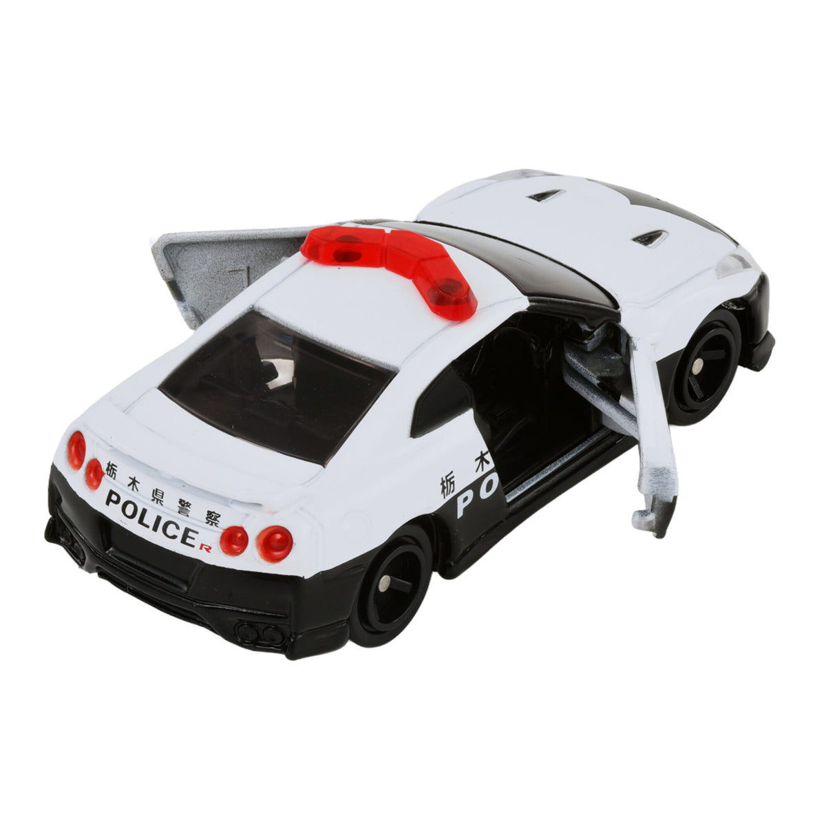 TOMICA No.105 Nissan GT-R Police Car – 102724 Action & Rear View lpr