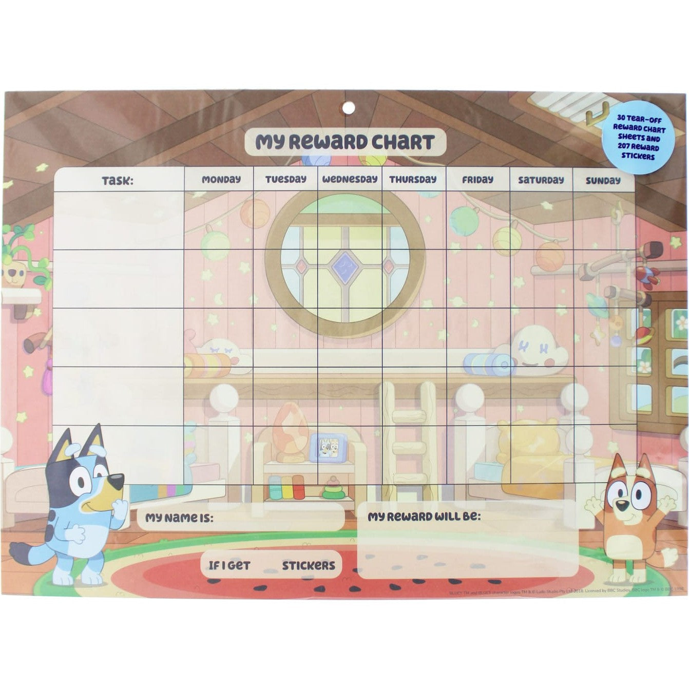 Bluey Reward Chart with 207 Stickers