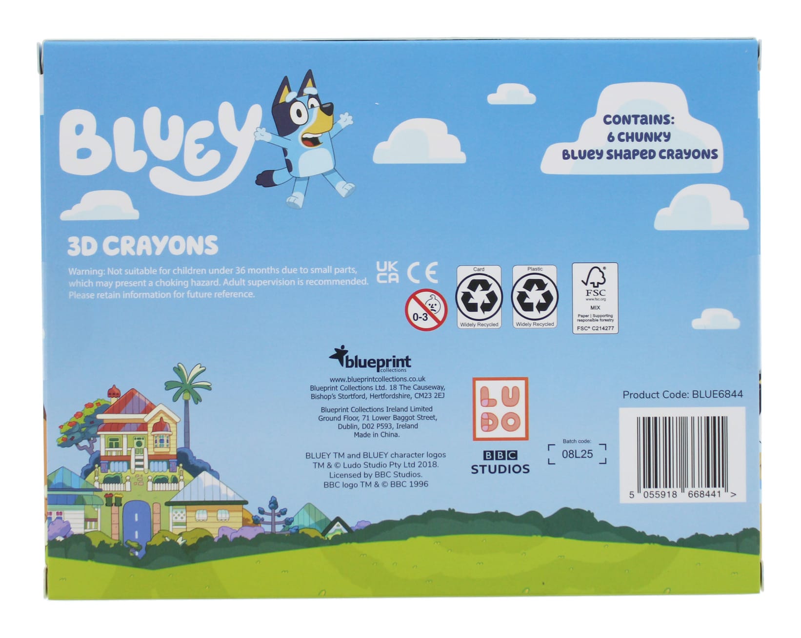 Bluey 3D Shaped Crayons Set of 6