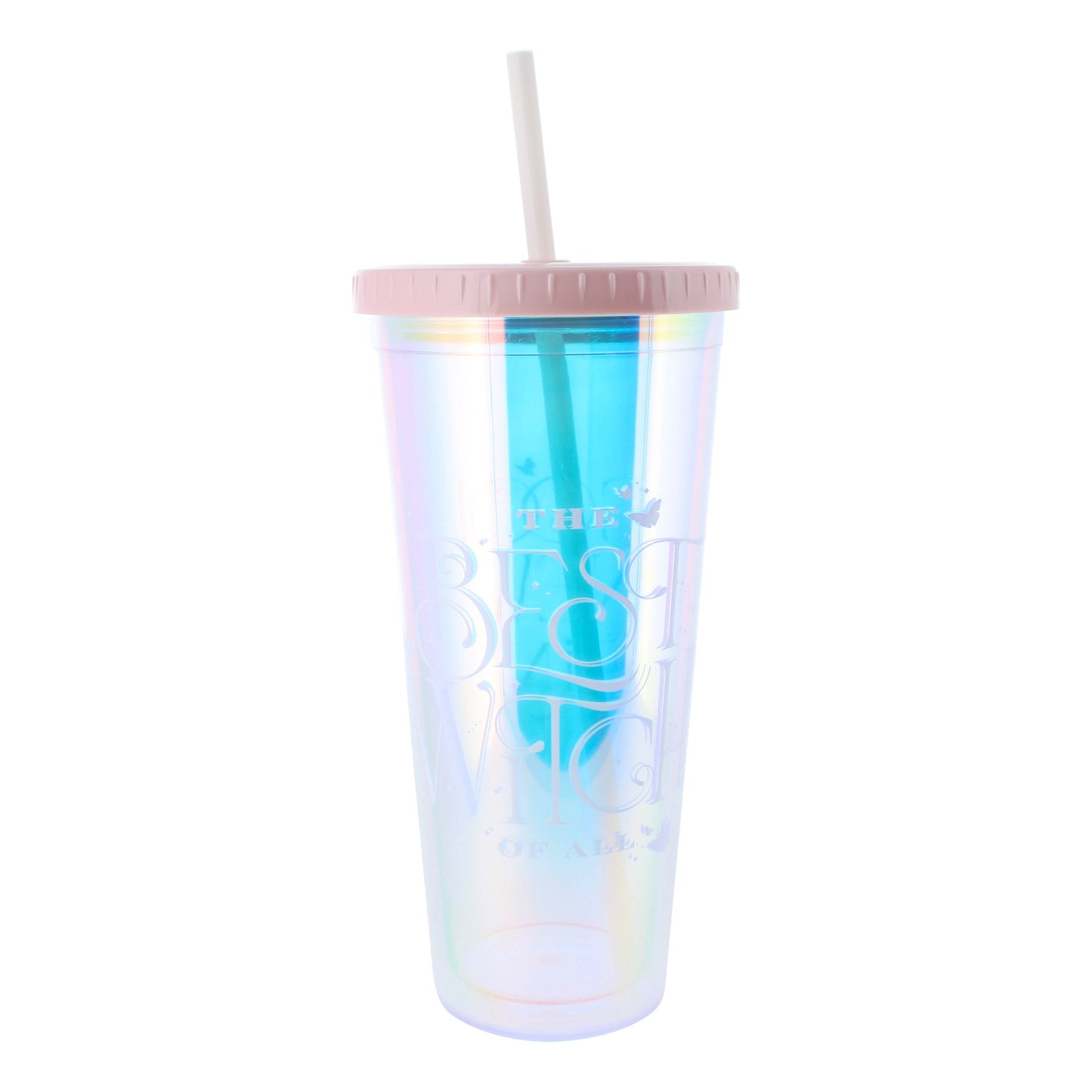 Wicked Glinda Pink Holographic Beaker with Straw 650ml