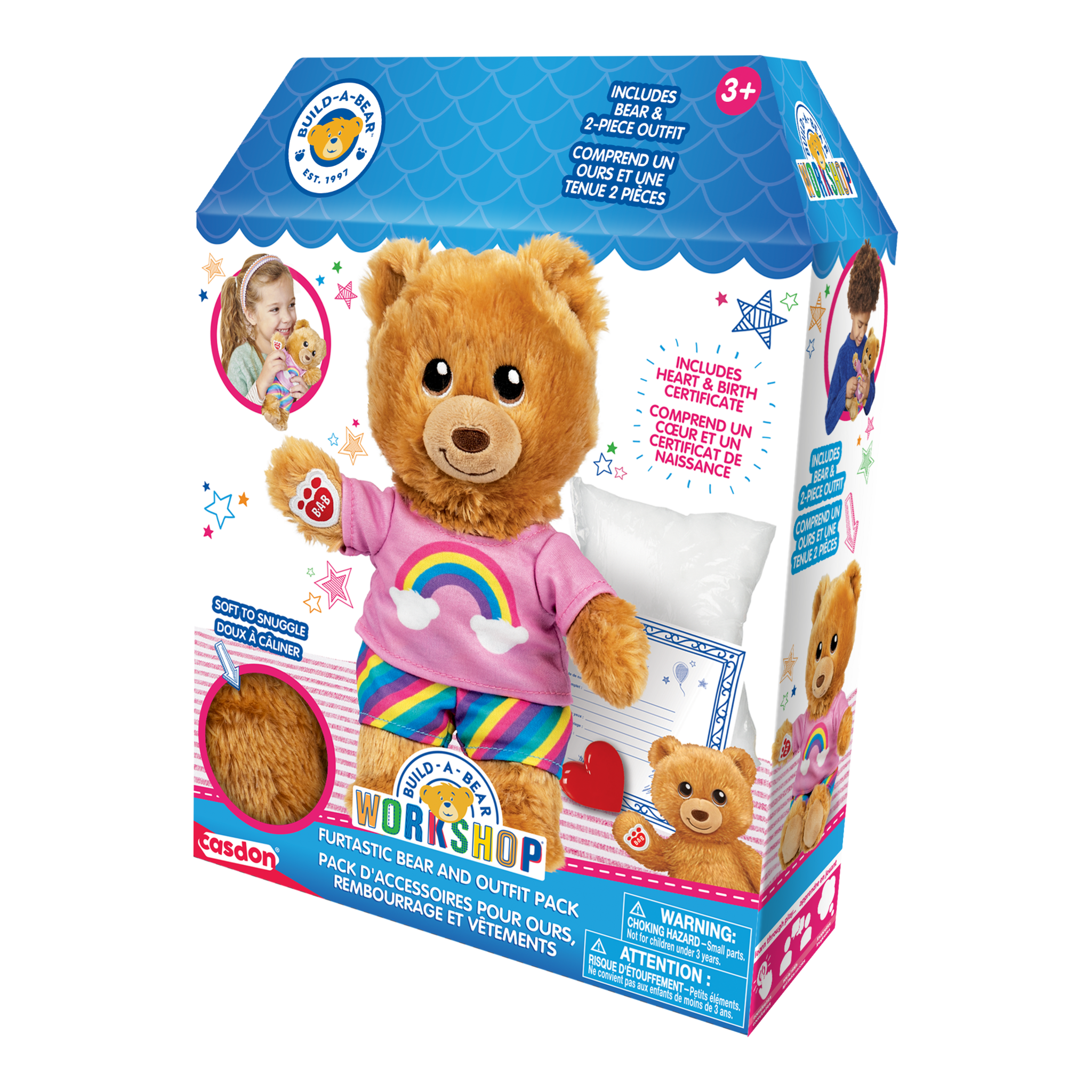 Casdon Build-A-Bear Workshop Furtastic Rainbow Bear & Outfit Pack